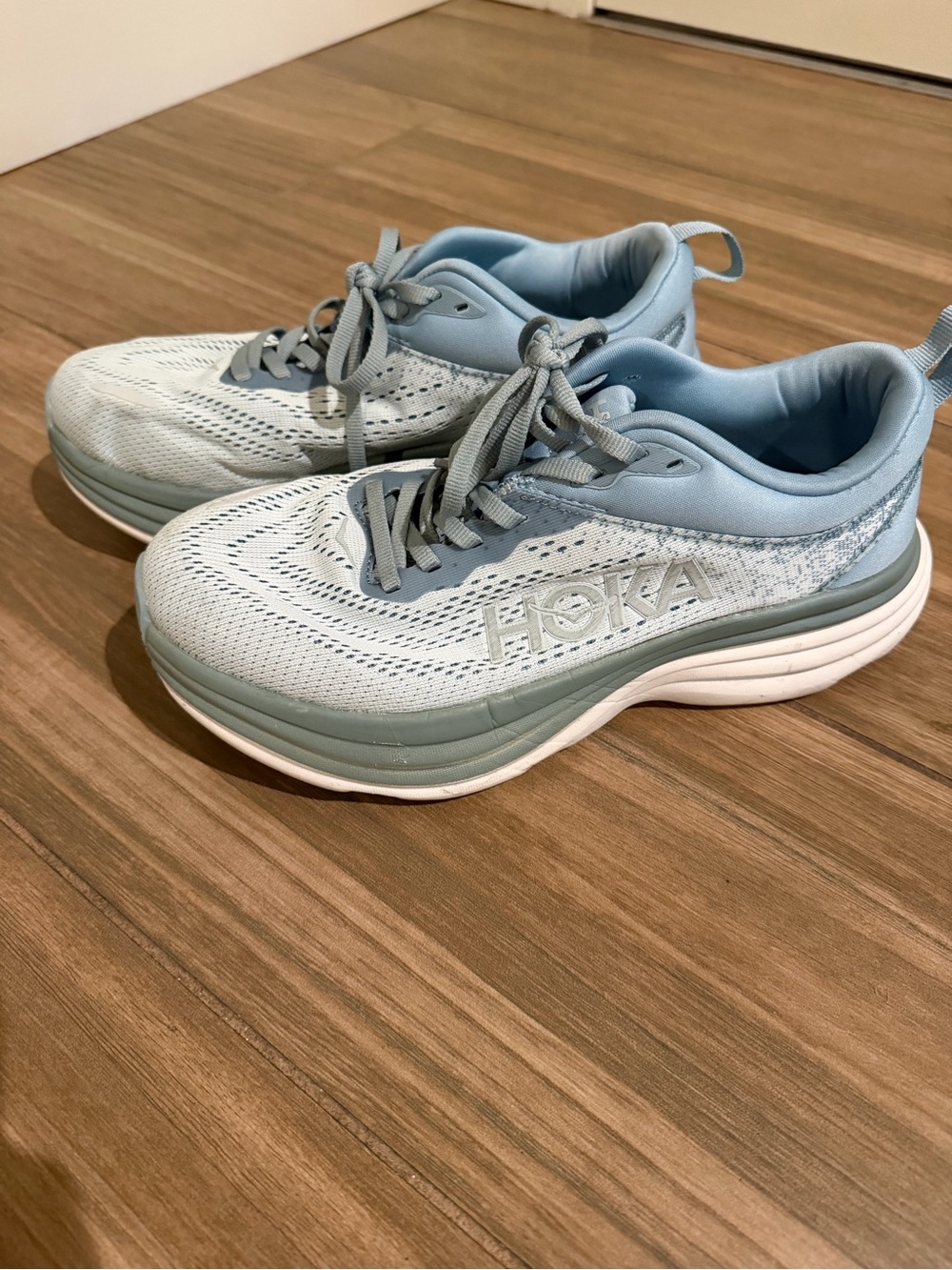 Hoka One One Pale Blue and White Women’s Sneakers